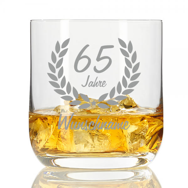 Whisky-Glas mit Namensgravur zum 65. Geburtstag
